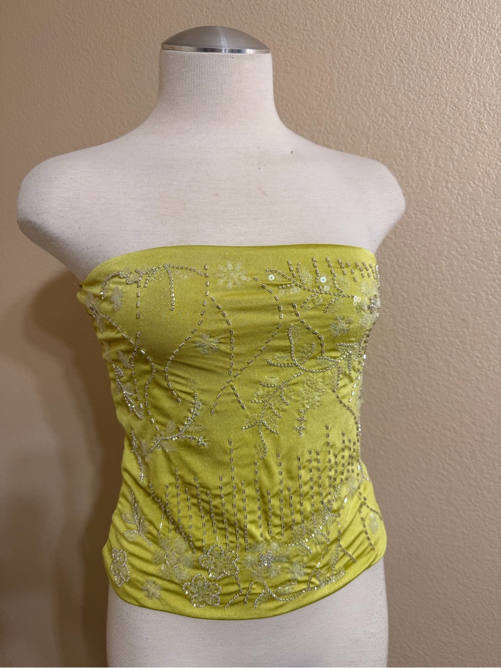 Forever 21 Lime Strapless Beaded Tube Top size medium like new